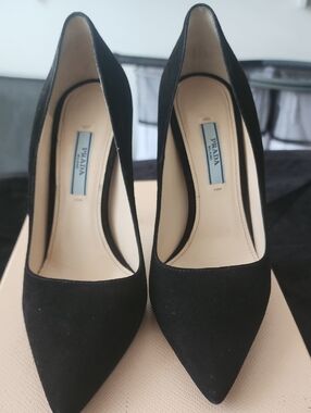Prada Black Suede Pointed Pumps